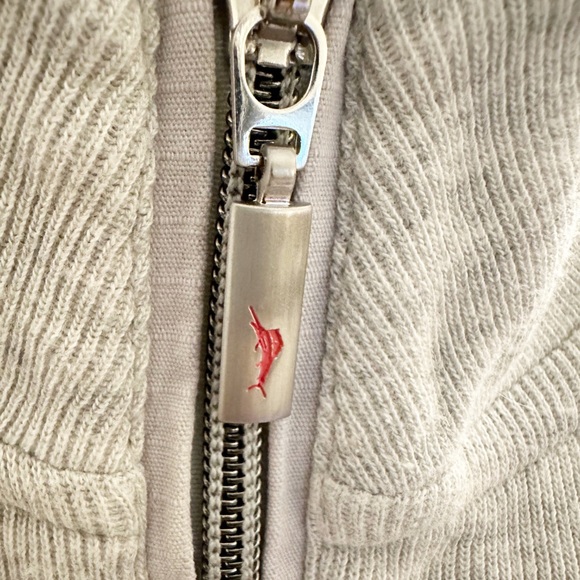 Tommy Bahama Antigua Cove Half Zip Color is Zinc Gray Heather 100% Cotton Large - Picture 3 of 11